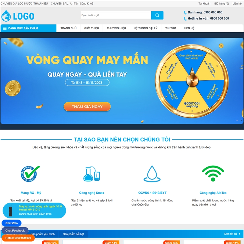 Mẫu website Máy lọc nước mã 3005