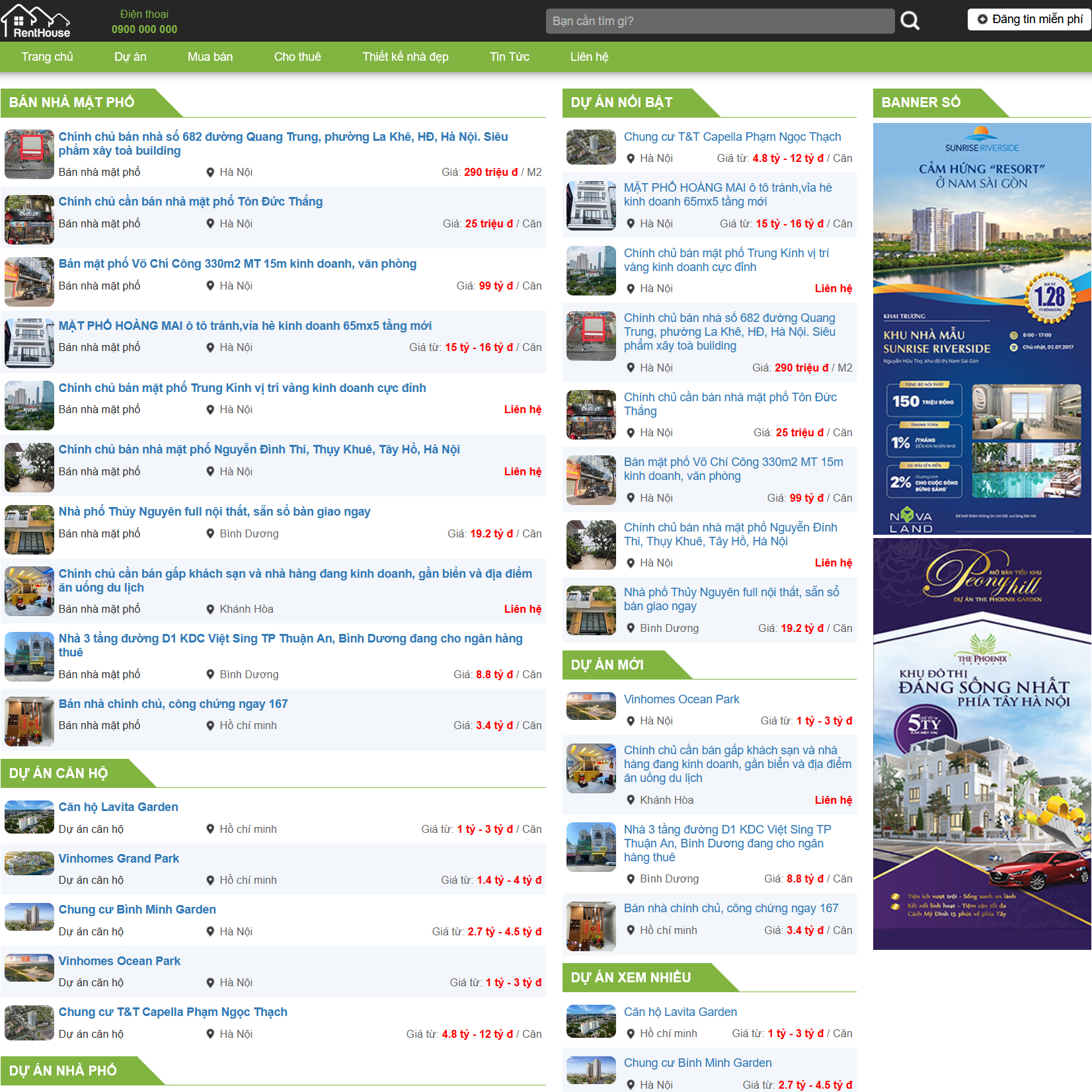 Mẫu website Bất động sản mã 6001